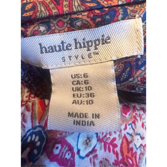 Haute hippie boho peasant fairy whimsical flutter sleeve  paisley maxi dress 6 - Picture 7 of 10